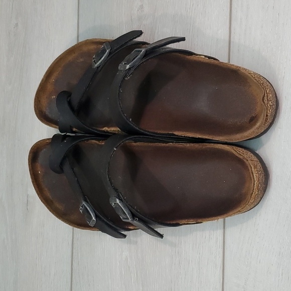 Birkenstock Women Loop Toe Leather Sandals Flats shoes sz 38/7 - Picture 6 of 11